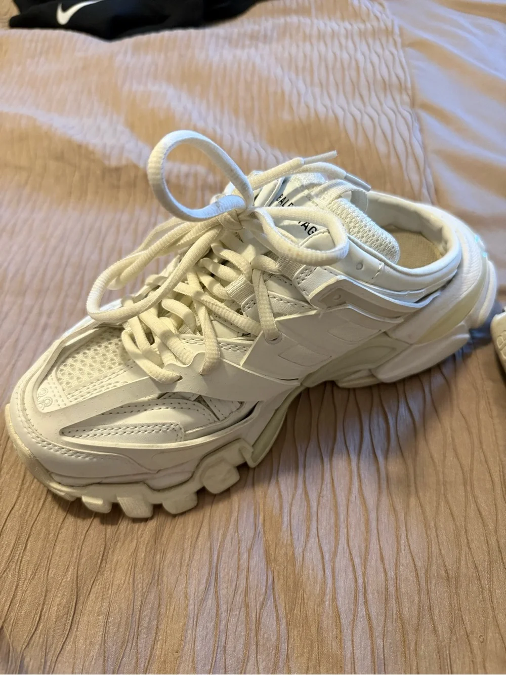 White Layered Track Sneakers, slide on